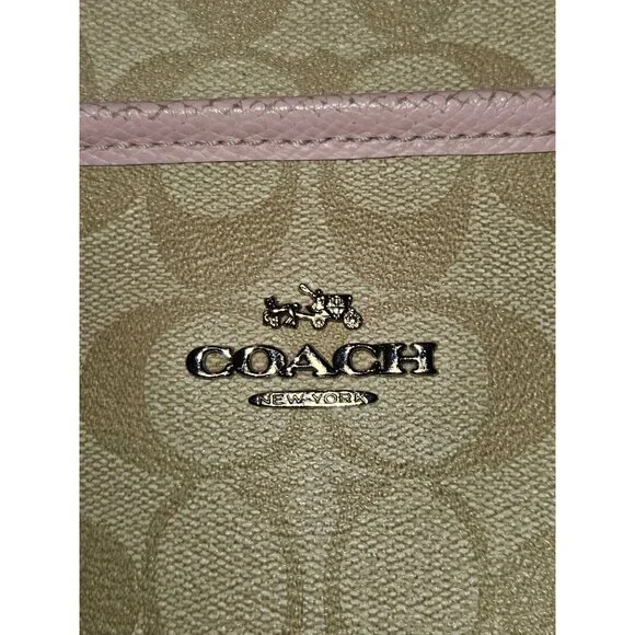 Coach F34938 Coated Canvas Signature File Khaki/Pink Crossbody Bag - Picture 6 of 16